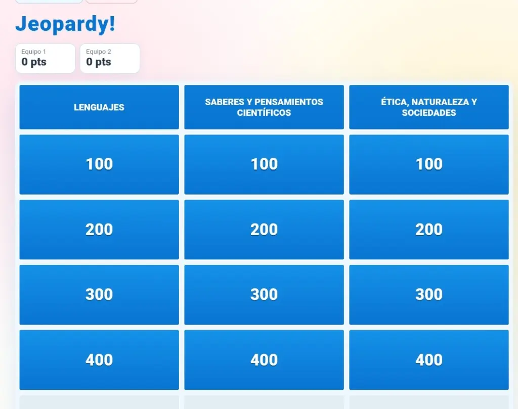 Jeopardy educativo | Editable