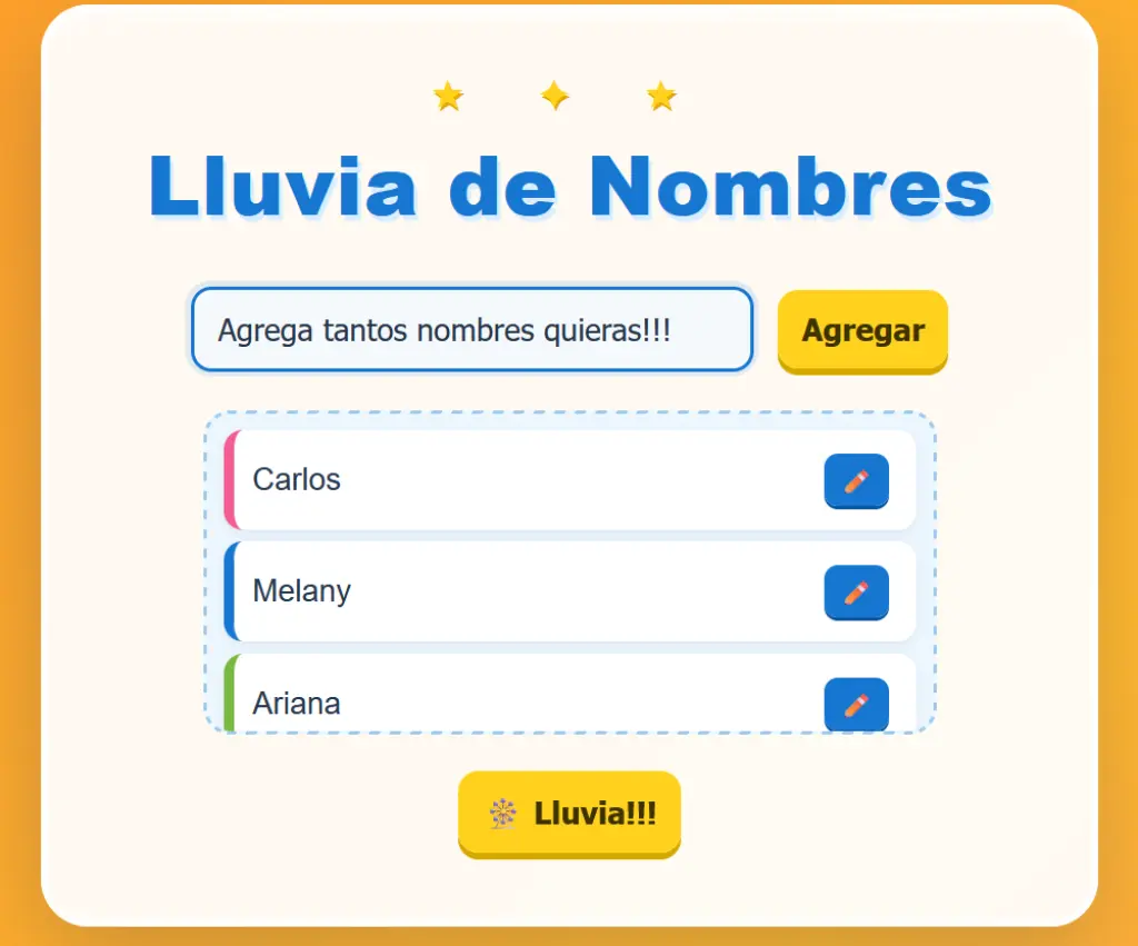 Lluvia de nombres