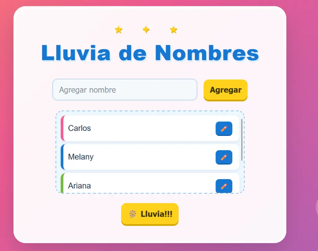 Lluvia de nombres